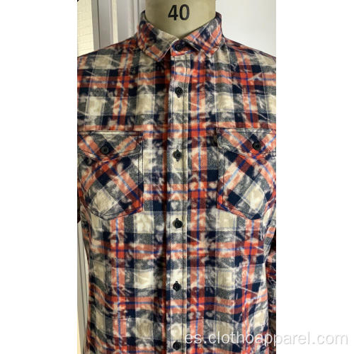 Camisa de franela 100% algodón con doble bolsillo para hombre